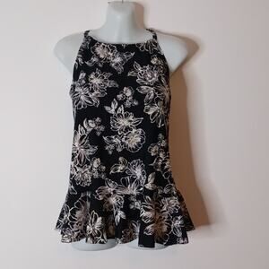 St.John"s bay swim top, Size 16, black with floral print, NWT